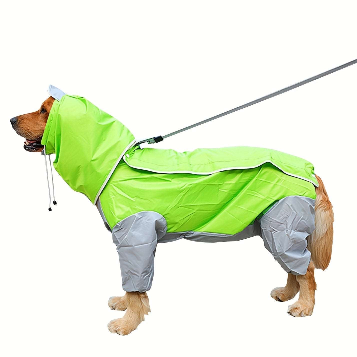 Waterproof Hooded Raincoat for Medium to Large Dogs: Four-Legged Jumpsuit with Recyclable Rain Gear