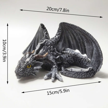 Majestic Outdoor Guardian: Large Squatting Dragon Sculpture for Enchanting Garden Decor