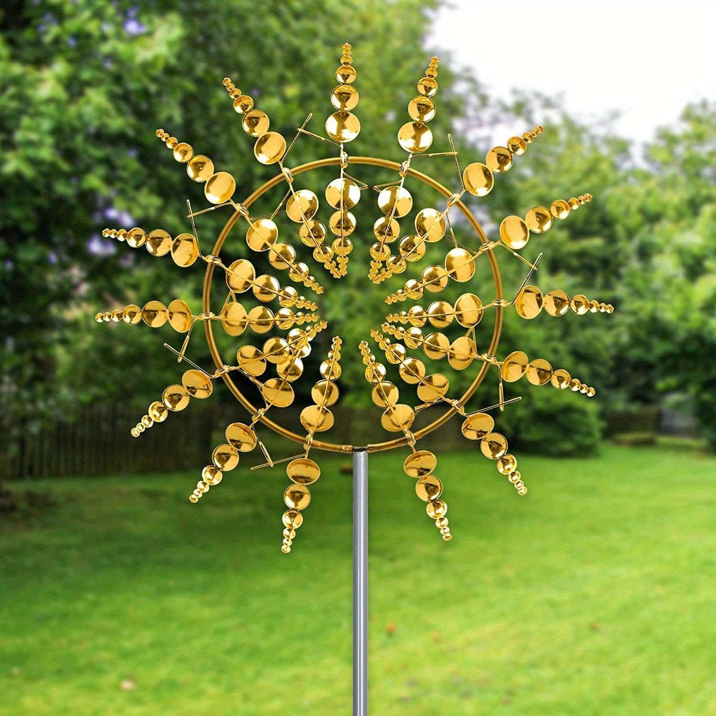 Enchanting Whirl - Exquisite 3D Metal Wind Sculpture for Captivating Outdoor Spaces