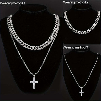 Stylish Cross Pendant Iced Out Necklace: Hip Hop Fashion