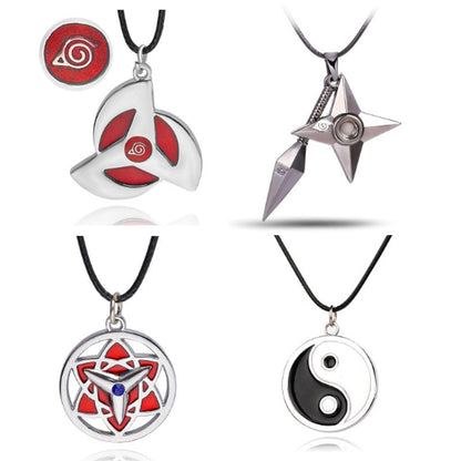 8 style Naruto symbol necklace with rope  Hokage metal pendant Sasuki blood round eye shuriken konoha necklace for men/women