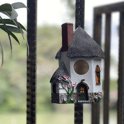 Feathered Abode: Resin Bird House Statue for Garden, Yard, and Patio Décor