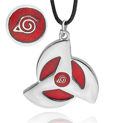 8 style Naruto symbol necklace with rope  Hokage metal pendant Sasuki blood round eye shuriken konoha necklace for men/women