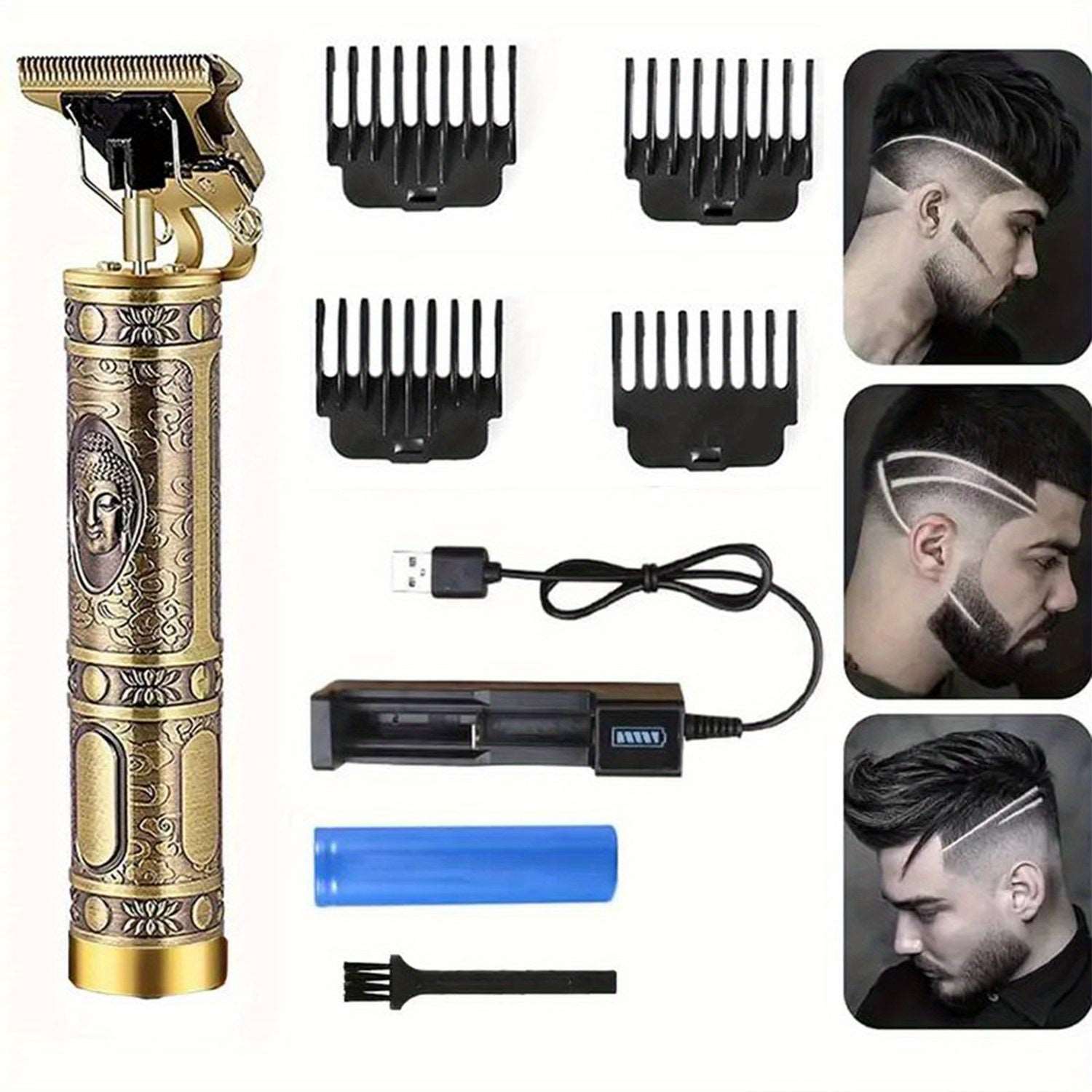 Men's Professional Zero-Gap T-Blade: The Ultimate Rechargeable Cordless Barber Trimmer