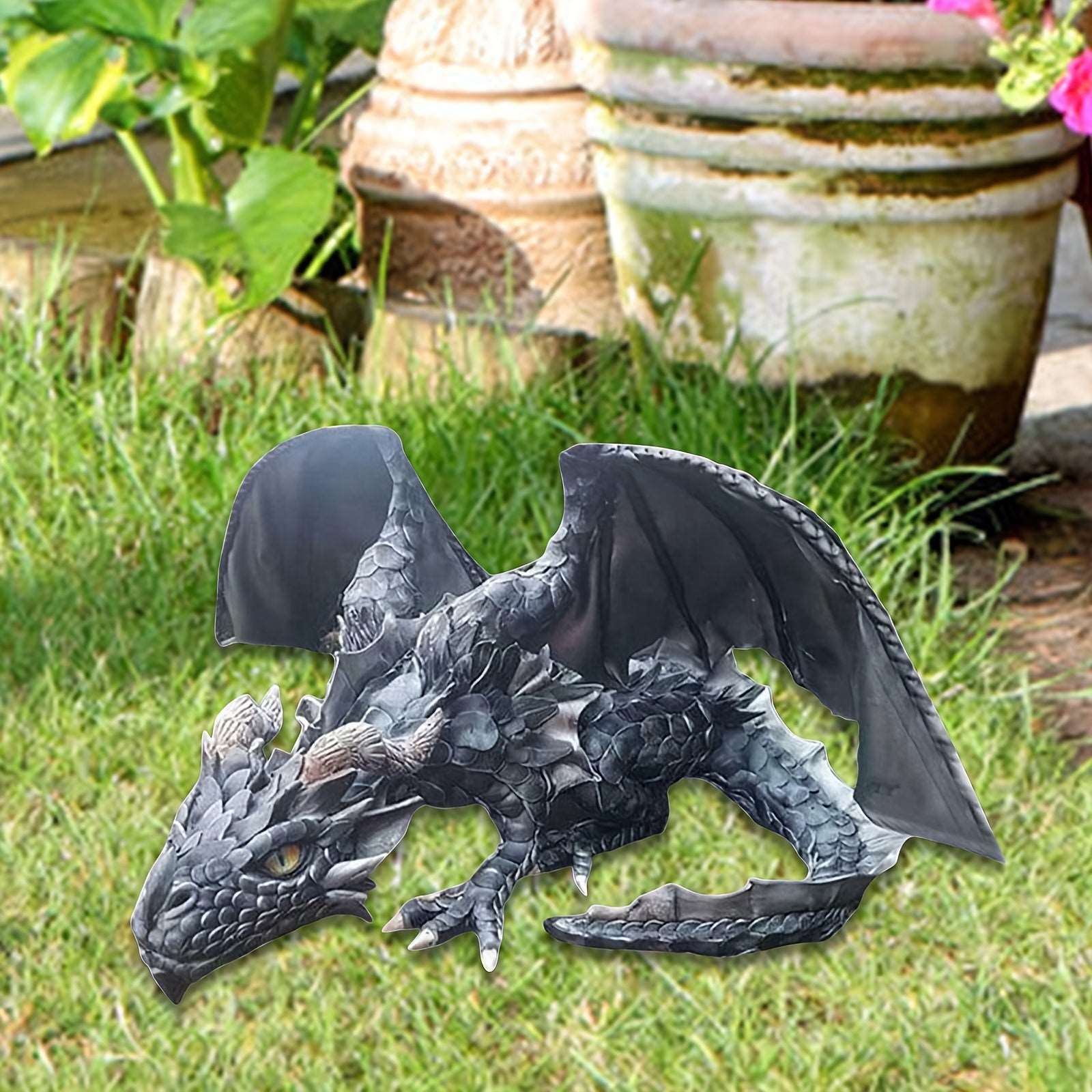 Majestic Outdoor Guardian: Large Squatting Dragon Sculpture for Enchanting Garden Decor