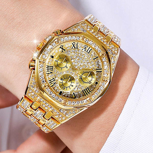 Ladies' Golden Rhinestone Watch - A Timeless Treasure