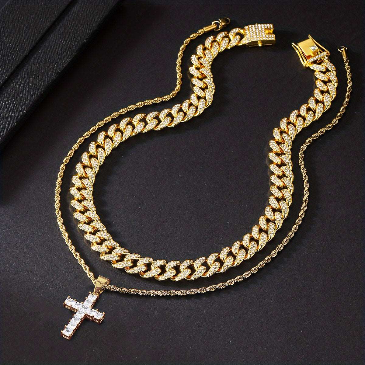 Stylish Cross Pendant Iced Out Necklace: Hip Hop Fashion