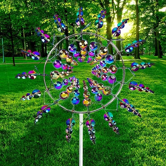 Enchanting Whirl - Exquisite 3D Metal Wind Sculpture for Captivating Outdoor Spaces