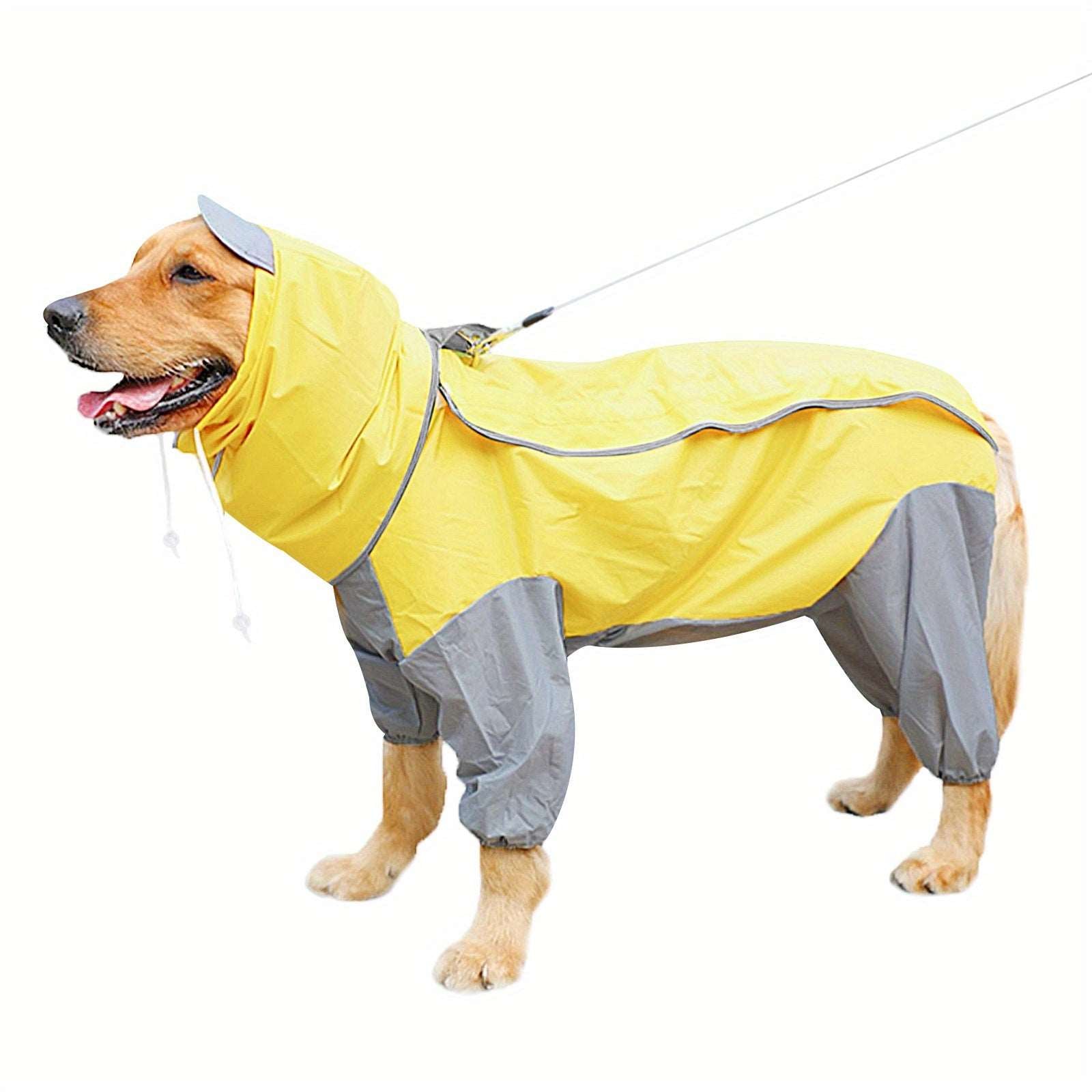 Waterproof Hooded Raincoat for Medium to Large Dogs: Four-Legged Jumpsuit with Recyclable Rain Gear