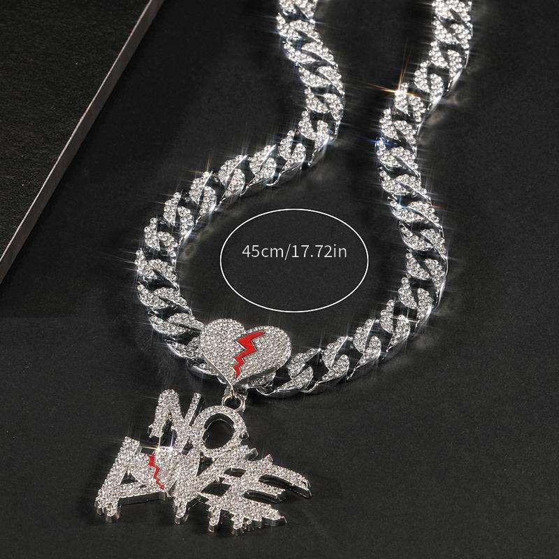 Cracked Love, No Love: A Hip-Hop Necklace for Men with Rhinestone Detailing