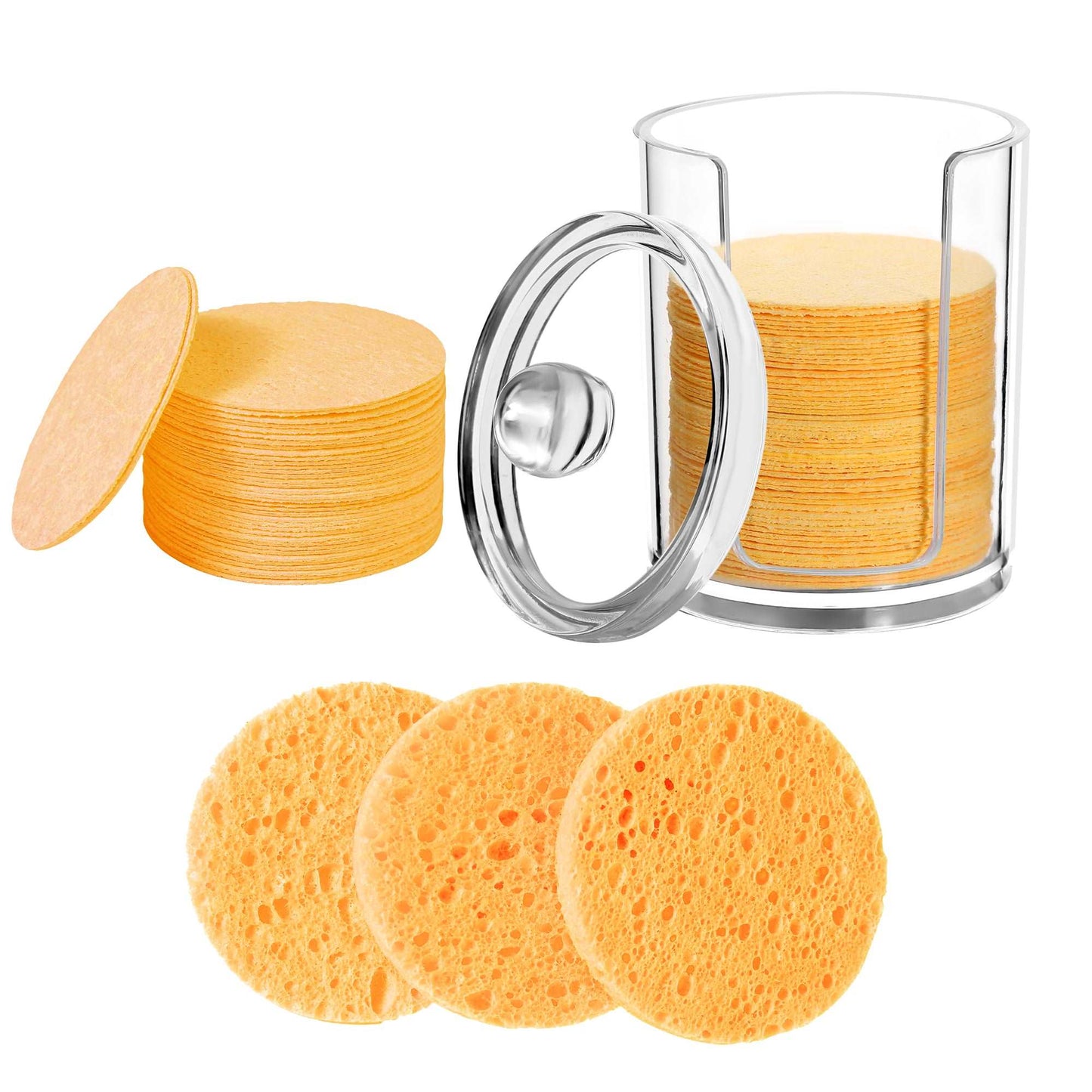 50-Piece Compressed Natural Facial Sponges: Round Soft Exfoliators and Cleansing Sponges