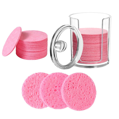 50-Piece Compressed Natural Facial Sponges: Round Soft Exfoliators and Cleansing Sponges