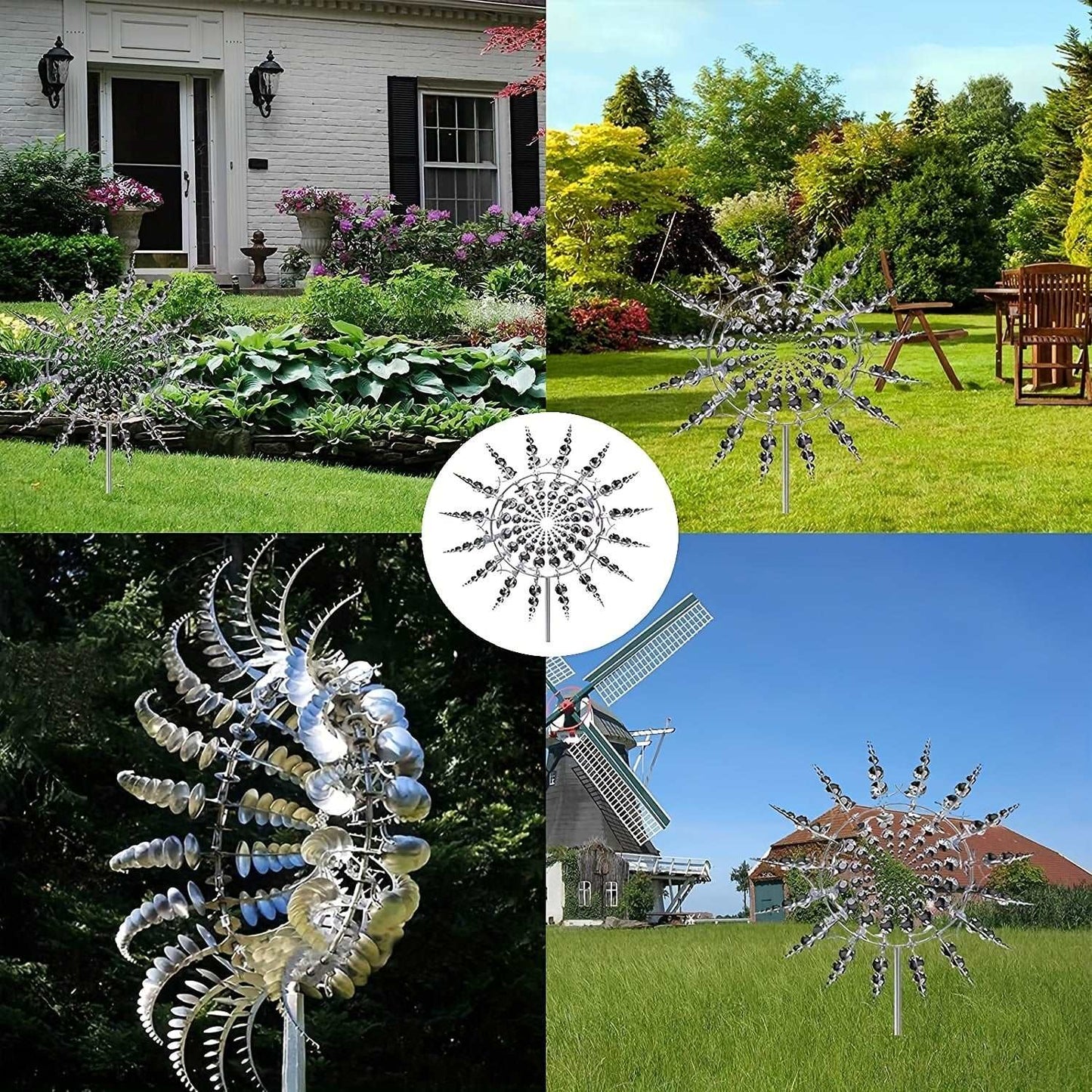 Enchanting Whirl - Exquisite 3D Metal Wind Sculpture for Captivating Outdoor Spaces