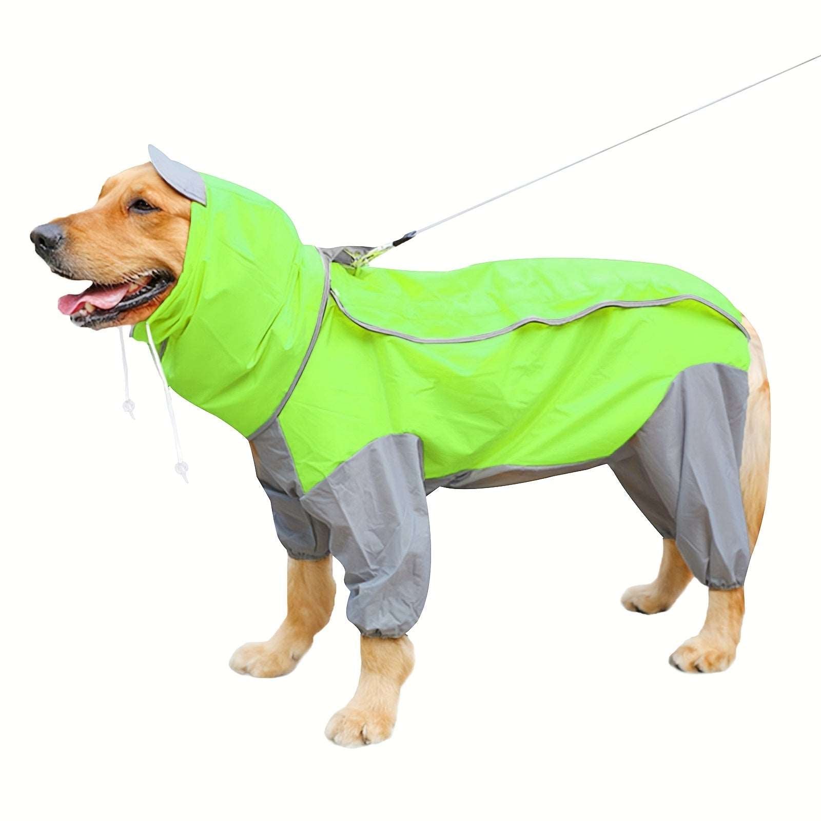 Waterproof Hooded Raincoat for Medium to Large Dogs: Four-Legged Jumpsuit with Recyclable Rain Gear