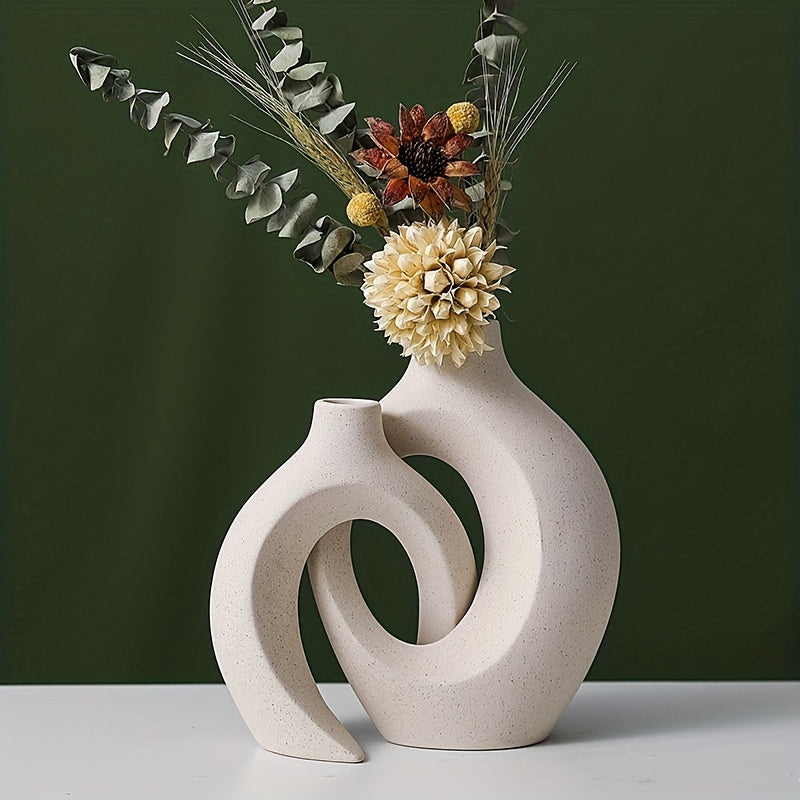 Minimalist Nordic Style 2-Piece White Ceramic Vase Set