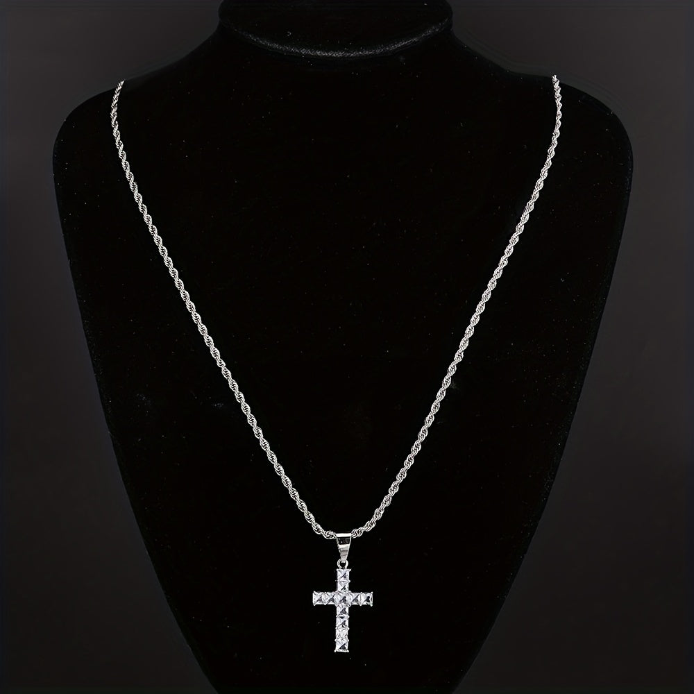 Stylish Cross Pendant Iced Out Necklace: Hip Hop Fashion