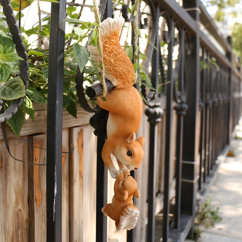 Whimsical Tree Hanging Squirrels: Creative Resin Figurines