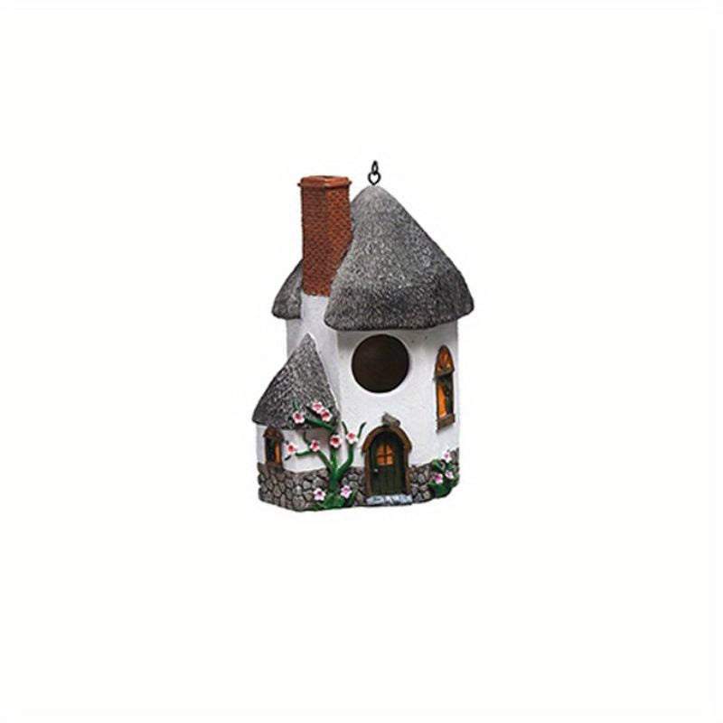 Feathered Abode: Resin Bird House Statue for Garden, Yard, and Patio Décor