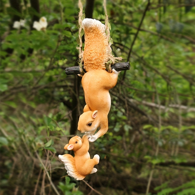 Whimsical Tree Hanging Squirrels: Creative Resin Figurines