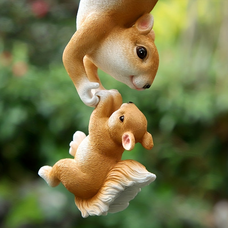 Whimsical Tree Hanging Squirrels: Creative Resin Figurines