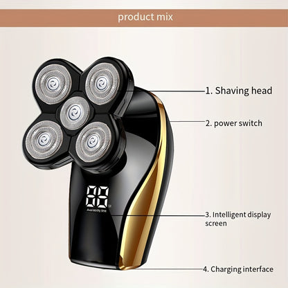 Electric Head Hair Shaver: Upgraded Waterproof Razor with LED Display - Effortlessly Achieve a Smooth, Bald Head