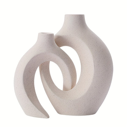 Minimalist Nordic Style 2-Piece White Ceramic Vase Set