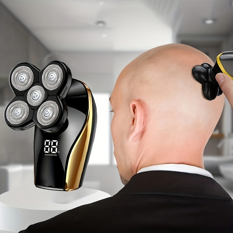 Electric Head Hair Shaver: Upgraded Waterproof Razor with LED Display - Effortlessly Achieve a Smooth, Bald Head