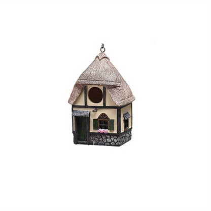 Feathered Abode: Resin Bird House Statue for Garden, Yard, and Patio Décor