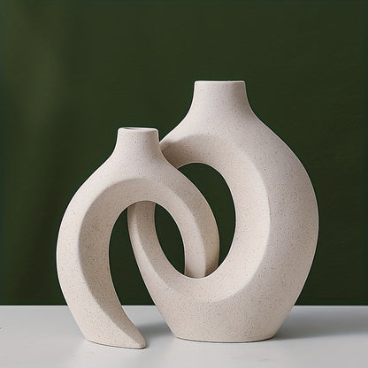 Minimalist Nordic Style 2-Piece White Ceramic Vase Set