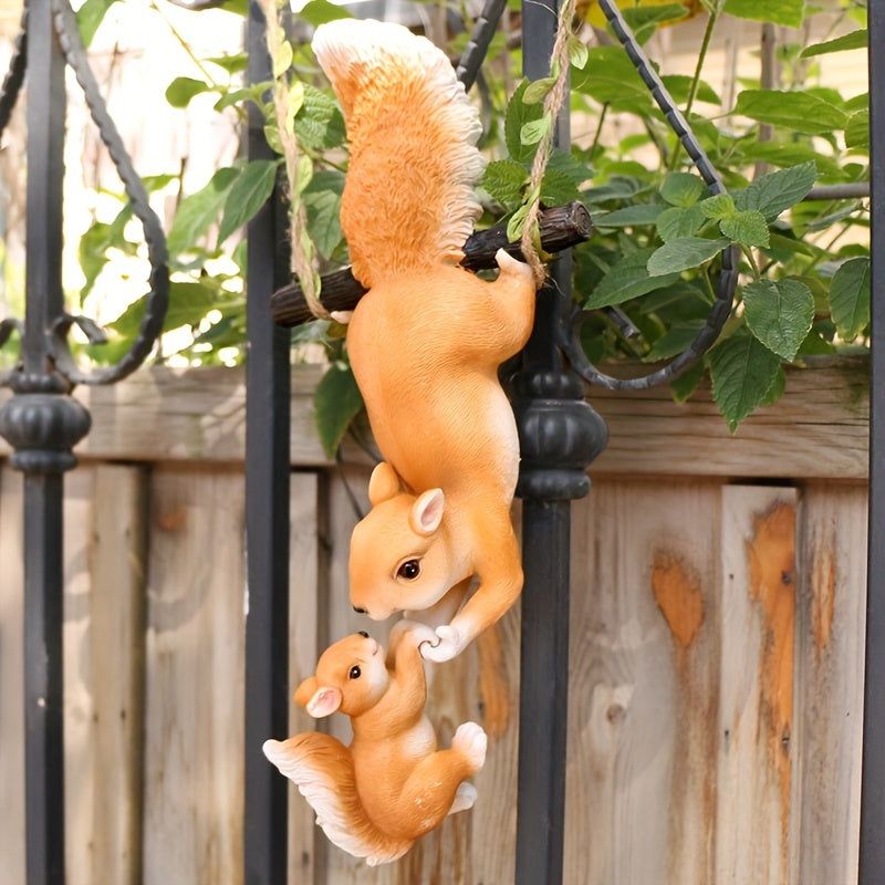 Whimsical Tree Hanging Squirrels: Creative Resin Figurines