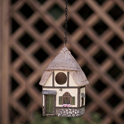 Feathered Abode: Resin Bird House Statue for Garden, Yard, and Patio Décor