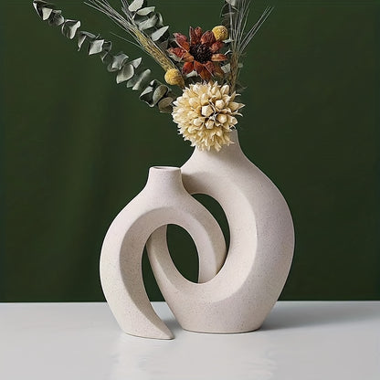 Minimalist Nordic Style 2-Piece White Ceramic Vase Set