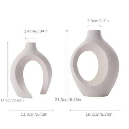 Minimalist Nordic Style 2-Piece White Ceramic Vase Set