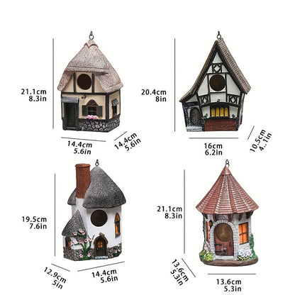 Feathered Abode: Resin Bird House Statue for Garden, Yard, and Patio Décor