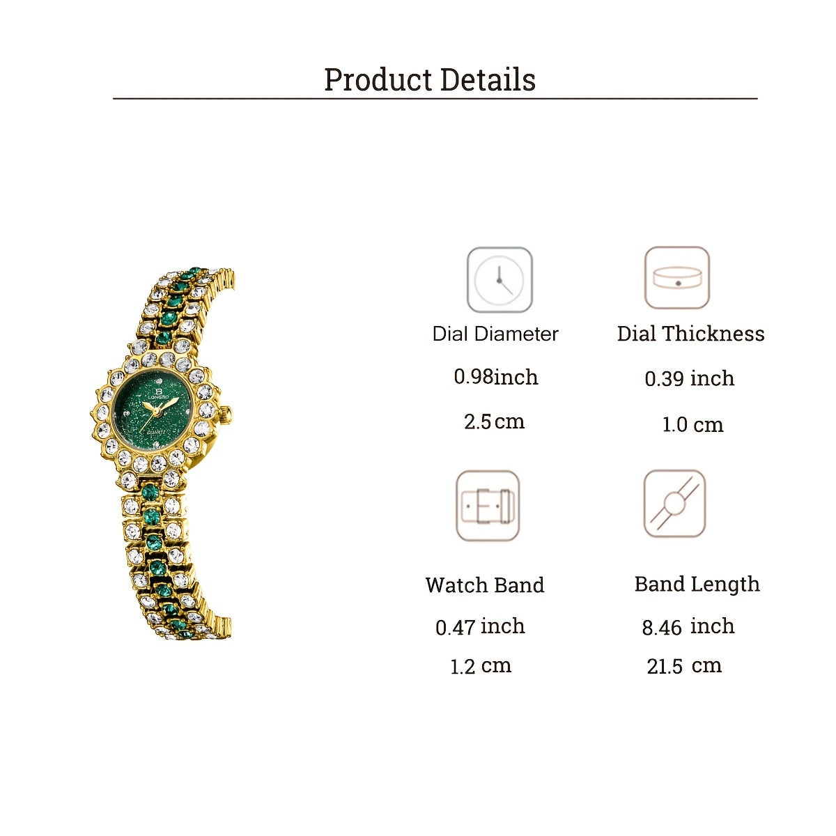 Ravishing Rhinestone Elegance: Ladies Quartz Watch & Bracelet Set