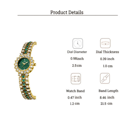 Ravishing Rhinestone Elegance: Ladies Quartz Watch & Bracelet Set